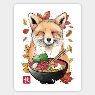 Fox, Leaves and Ramen Sticker